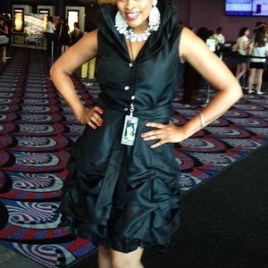 Mini Black Button down Dress with a collar